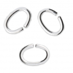 9.5x6.4x1.2mm Open Jump Rings - European-made - Fine silver plating x25