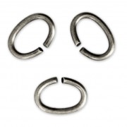 9.5x6.4x1.2mm Oval Open Jump Rings - European-made - Antique Silver Tone x25
