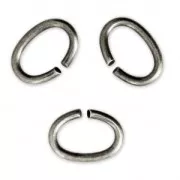 9.5x6.4x1.2mm Oval Open Jump Rings - European-made - Antique Silver Tone x25