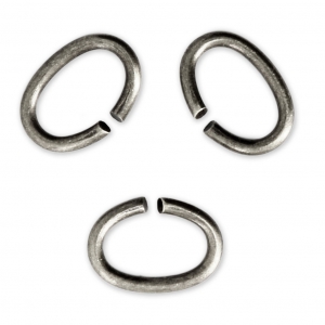 9.5x6.4x1.2mm Oval Open Jump Rings - European-made - Antique Silver Tone x25