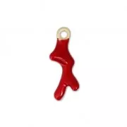 Coral epoxy resin charm 15x5 mm Satin Gold/Red x1