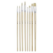 Set of 8 round and flat silk brushes Pébéo - Beau Blanc
