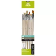 8 round and flat brushes - 4 Beau Blanc silk and 4 golden polyamide - Pébéo