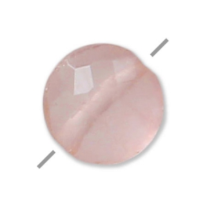 Bead Faceted puck Quartz Rose 6 mm x1