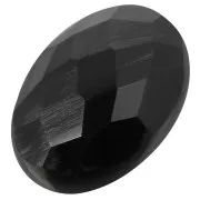 Oval faceted cabochon 14x10mm Black Onyx