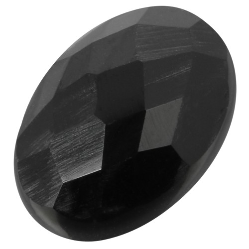 Oval faceted cabochon 14x10mm Black Onyx