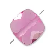 Square faceted bead 6 mm imitation gem - Hydro Tourmaline Rose x1