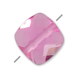 Square faceted bead 6 mm imitation gem - Hydro Tourmaline Rose x1