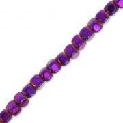 2x2mm Mini-beads imitation hematite cube beads - Purple Iris x39 cm