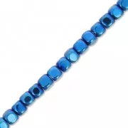 2x2mm Mini-beads imitation hematite cube beads - Blue Metallic x39 cm