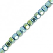 2x2mm Mini-beads imitation hematite cube beads - Light Green Metallic x39 cm
