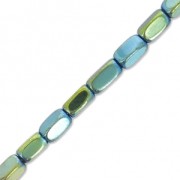 2x3.8mm Mini-beads imitation hematite rectangle beads -Light Green Metallic x38 cm|raw }}