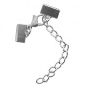 Stainless steel lobster claw clasps with ribbon crimp ends 10 mm x1