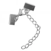 Stainless steel lobster claw clasps with ribbon crimp ends 10 mm x1