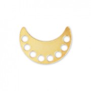 Metal spacer multi-holes half-moon or horn 12x8.5 mm fine Gold plated x1