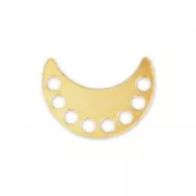 Metal spacer multi-holes half-moon or horn 12x8.5 mm fine Gold plated x1