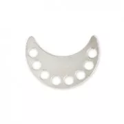 Metal spacer multi-holes half-moon or horn 12x8.5 mm Silver Tone x1