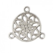 Mini brass spacer rosace pattern 2 loops 9.5 mm Silver Tone x1|raw }}