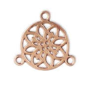 Mini brass spacer rosace pattern 3 loops 9.5 mm Rose Gold Tone x1