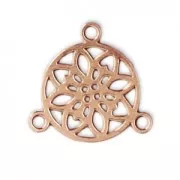 Mini brass spacer rosace pattern 3  loops 9.5 mm Rose Gold Tone x1