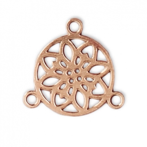 Mini brass spacer rosace pattern 3  loops 9.5 mm Rose Gold Tone x1