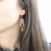 Mini brass spacer rosace pattern 3  loops 9.5 mm Rose Gold Tone x1