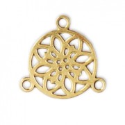 Mini brass spacer rosace pattern 2 loops 9.5 mm fine Gold plated x1|raw }}