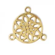 Mini brass spacer rosace pattern 2 loops 9.5 mm fine Gold plated x1