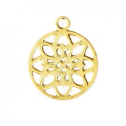 Mini pendant rosace 9.5x8 mm fine Gold plated x1