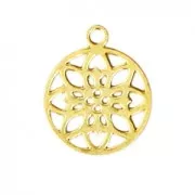 Mini pendant rosace 9.5x8 mm fine Gold plated x1