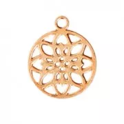 Mini pendant rosace 9.5x8 mm Rose Gold Tone x1