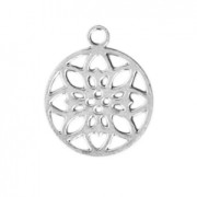 Mini pendant rosace 9.5x8 mm Fine silver plating x1