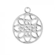 Mini pendant rosace 9.5x8 mm Fine silver plating x1