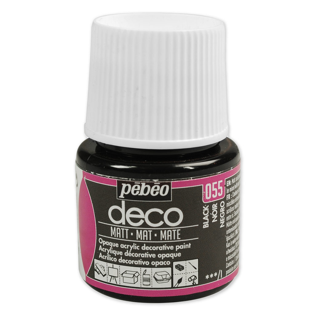 Opaque acrylic decorative paint Deco Matt by Pébéo Black nr 055 x