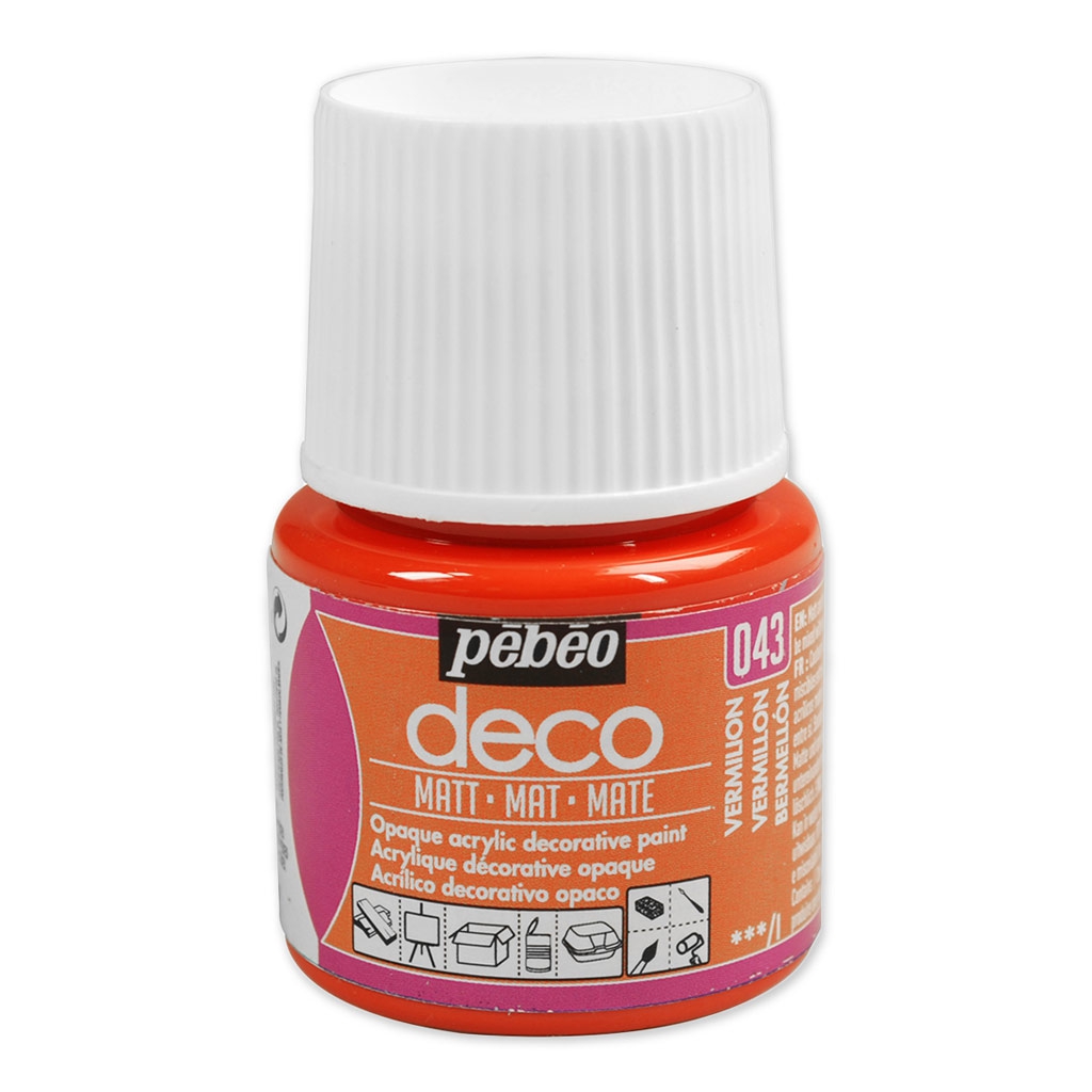 Opaque acrylic decorative paint Deco Matt by Pébéo Vermilion nr 043