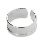 Eco brass adjustable ring with curved edges and one hole 8.5 mm Silver Tone x1|raw }}