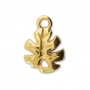 Charm - tropical shape - Philodendron leaf 12 mm fine Gold plated x1