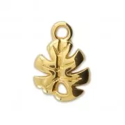 Charm - tropical shape - Philodendron leaf 12 mm fine Gold plated x1