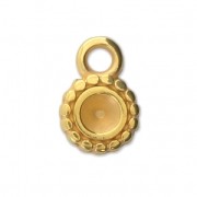 Round medal charm 8 mm for 4 mm cabochon or rhinestone - fine Gold plated x1|raw }}