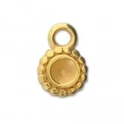 Round medal charm 8 mm for 4 mm cabochon or rhinestone - fine Gold plated x1