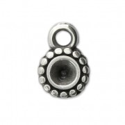 Round medal charm 8 mm for 4 mm cabochon or rhinestone - Antique Silver Plating x1|raw }}