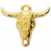 Bull head / buffalo skull ethnic pendant 21 mm fine Gold plated x1