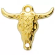 Bull head / buffalo skull ethnic pendant 21 mm fine Gold plated x1