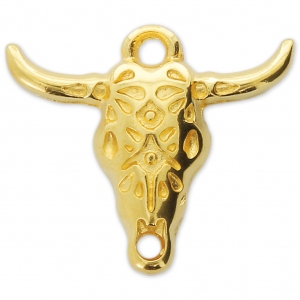 Bull head / buffalo skull ethnic pendant 21 mm fine Gold plated x1
