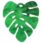 Tropcial philodendron leaf pendant 60x53 mm - Dark Green x1
