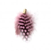 Feather with a golden tip 33 mm for jewelry creation Pink/Black x1