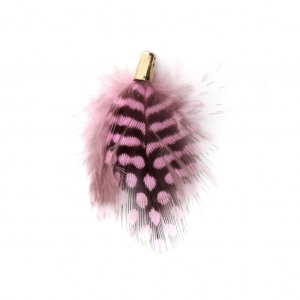 Feather with a golden tip 33 mm for jewelry creation Pink/Black x1