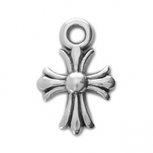 Cross charm ethnic pattern 12x8 mm Antique Silver Plating x1