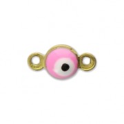 Lucky eye mini spacer with epoxy resin 9x5 mm Pink x1