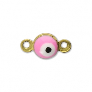 Lucky eye mini spacer with epoxy resin 9x5 mm Pink x1